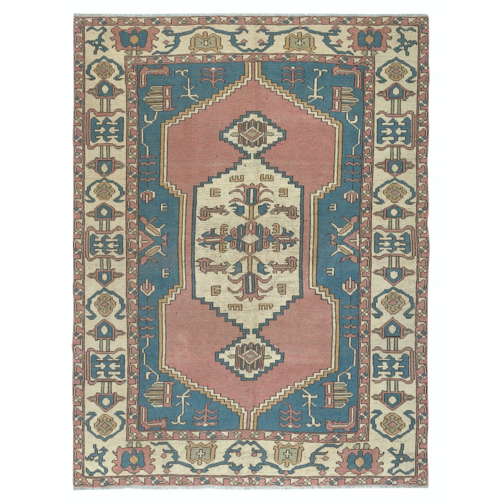 Vintage Hand Knotted Turkish Area Rug, 100% Wool