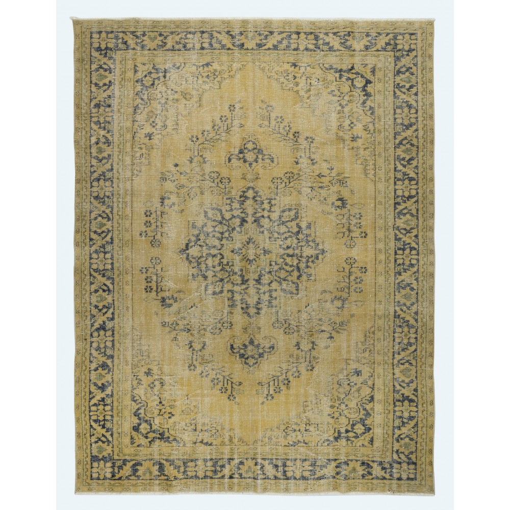 Rustic Unique Handmade Area Rug, 1960s Sun Faded Turkish Carpet
