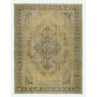 Rustic Unique Handmade Area Rug, 1960s Sun Faded Turkish Carpet