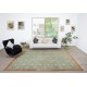 Vintage Hand-Made Turkish Green Area Rug with Floral Design & Solid Red Border