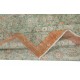 Vintage Hand-Made Turkish Green Area Rug with Floral Design & Solid Red Border