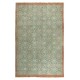 Vintage Hand-Made Turkish Green Area Rug with Floral Design & Solid Red Border