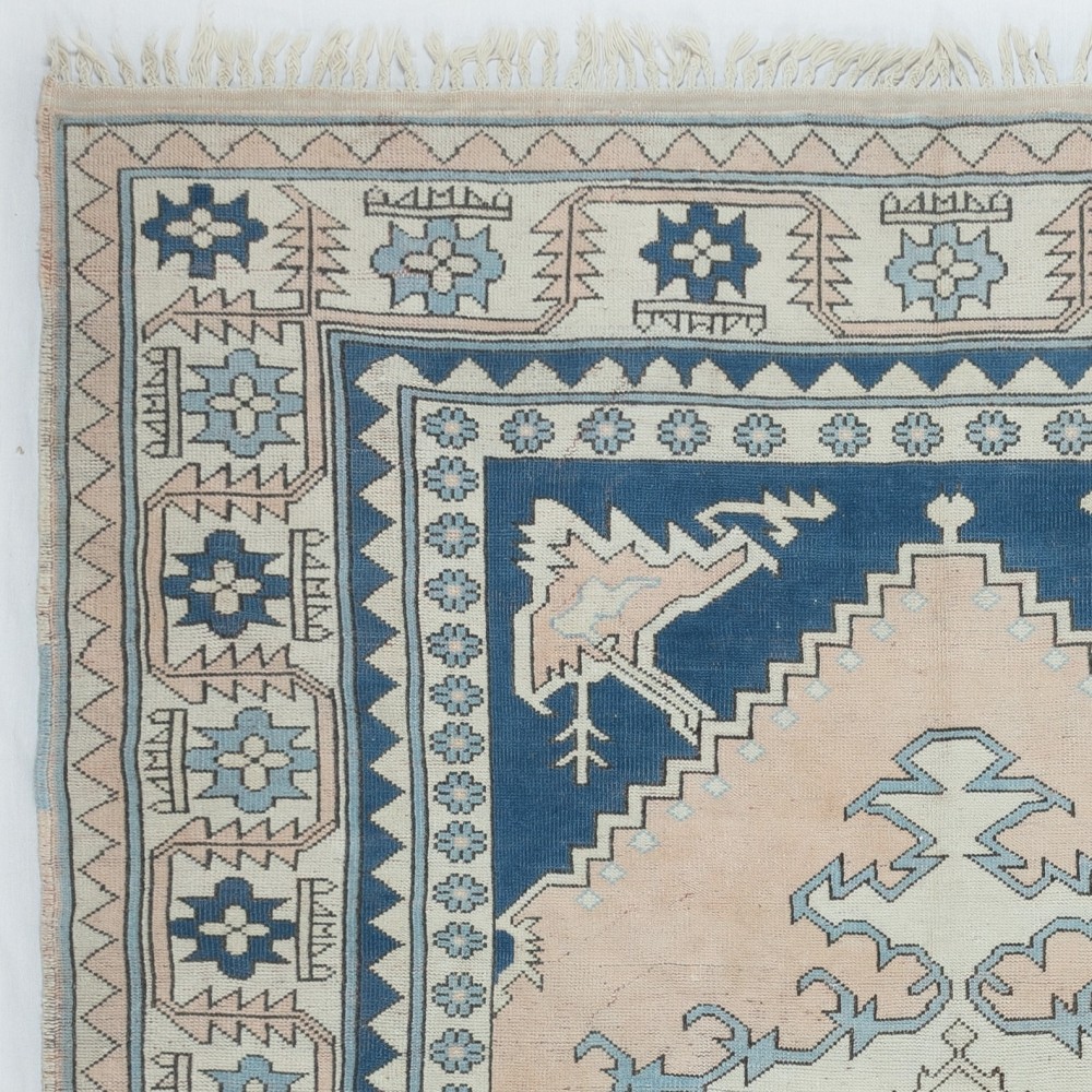 Decorative Vintage Handmade Turkish Area Rug, 100% Wool