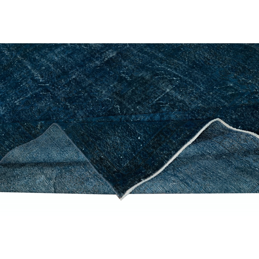 Hand Knotted Navy Blue Color Area Rug, Modern Handmade Turkish Carpet