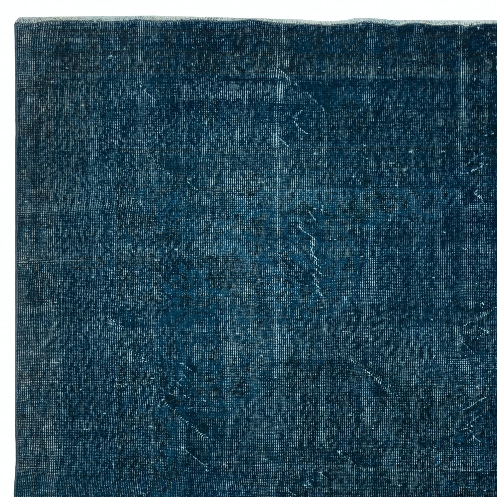 Hand Knotted Navy Blue Color Area Rug, Modern Handmade Turkish Carpet