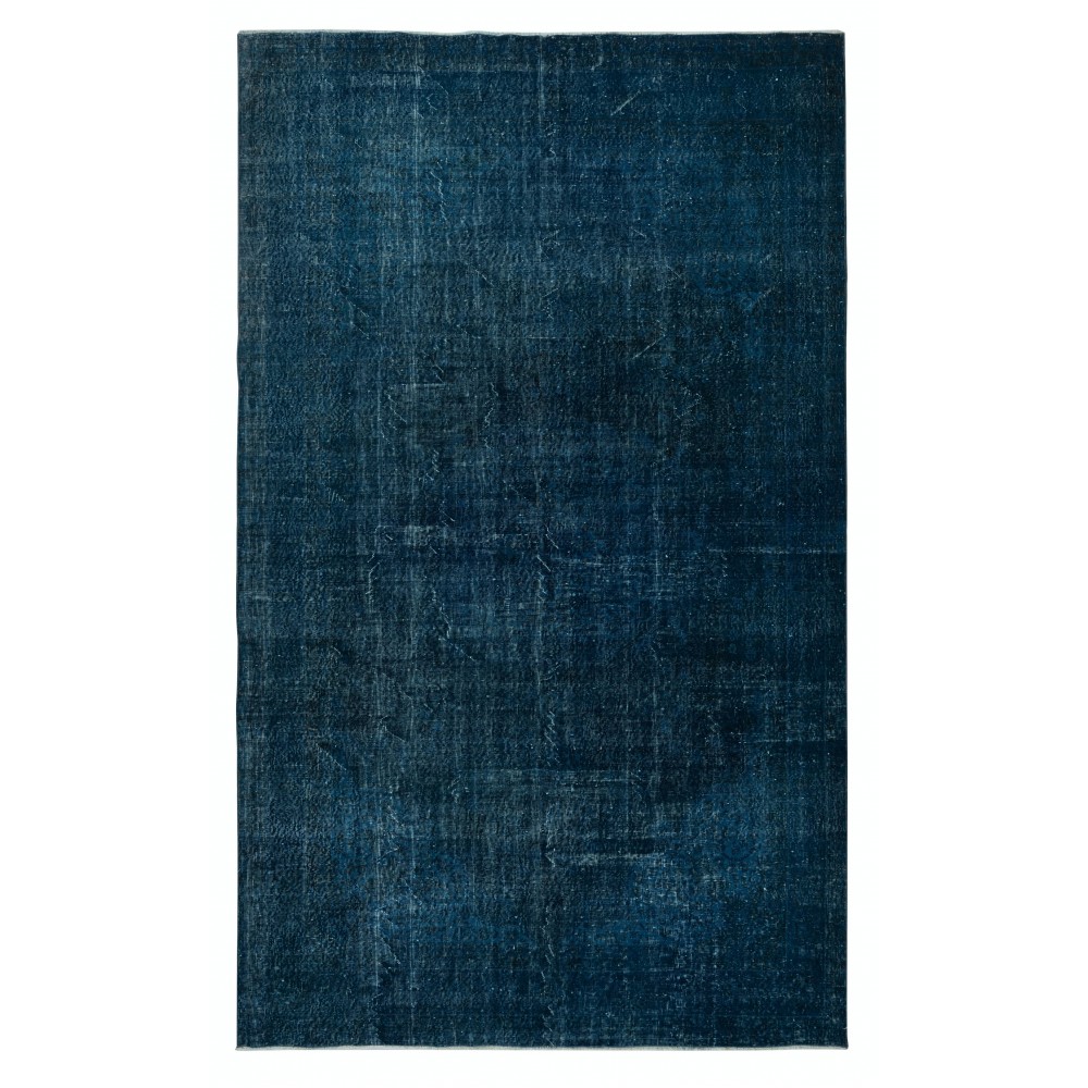 Hand Knotted Navy Blue Color Area Rug, Modern Handmade Turkish Carpet