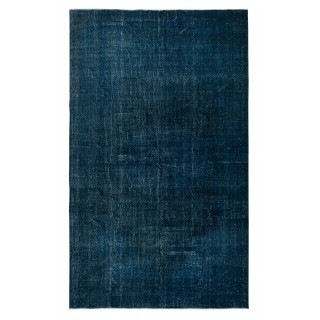 Hand Knotted Navy Blue Color Area Rug, Modern Handmade Turkish Carpet