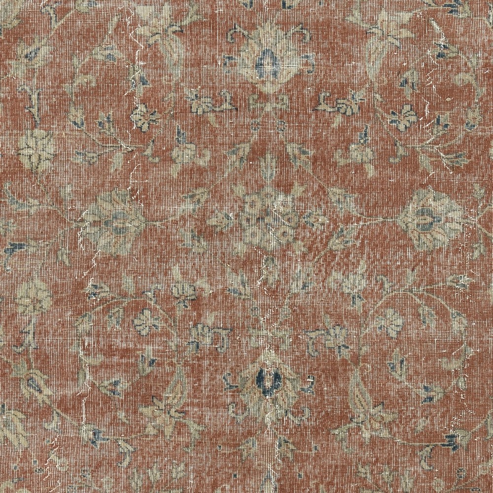 Vintage Handmade Soft Red Rug. One of a kind Floral Design Turkish Carpet