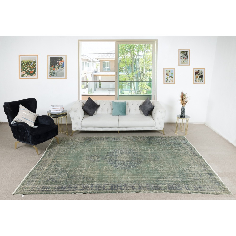 Blue Area Rug for Contemporary Interiors, Handmade in Turkey