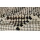 Checkered Handmade Tulu Rug in Beige, Black & Black, 100% Soft, Cozy Wool, Custom Shaggy Carpet for Modern Interior