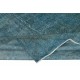 Contemporary Handmade Turkish Area Rug Over-Dyed in Teal Blue Color