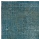 Contemporary Handmade Turkish Area Rug Over-Dyed in Teal Blue Color