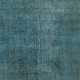 Contemporary Handmade Turkish Area Rug Over-Dyed in Teal Blue Color