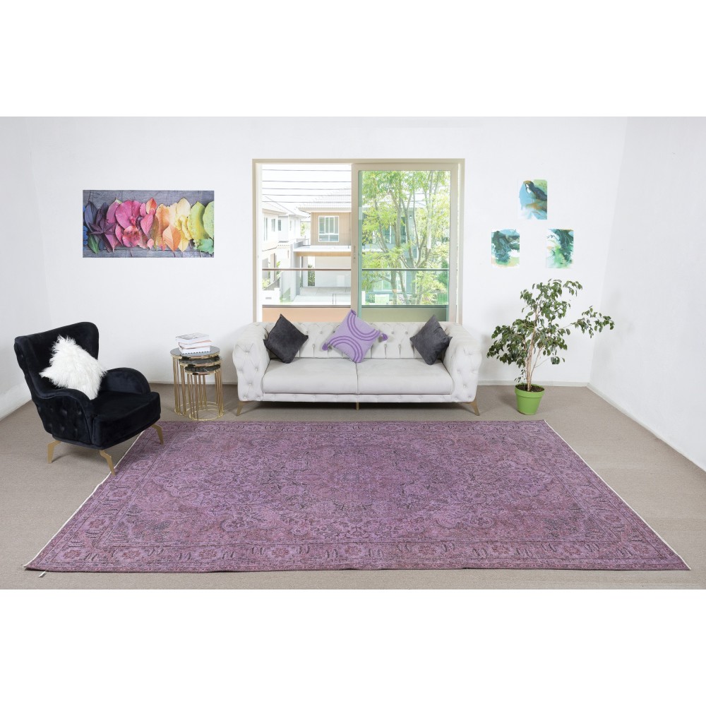 Modern Large Area Rug in Purple, Hand-Made in Turkey, Anti-bacterial Carpet