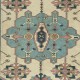 Vintage Handmade Geometric Patterned Turkish Area Rug, 100% Wool