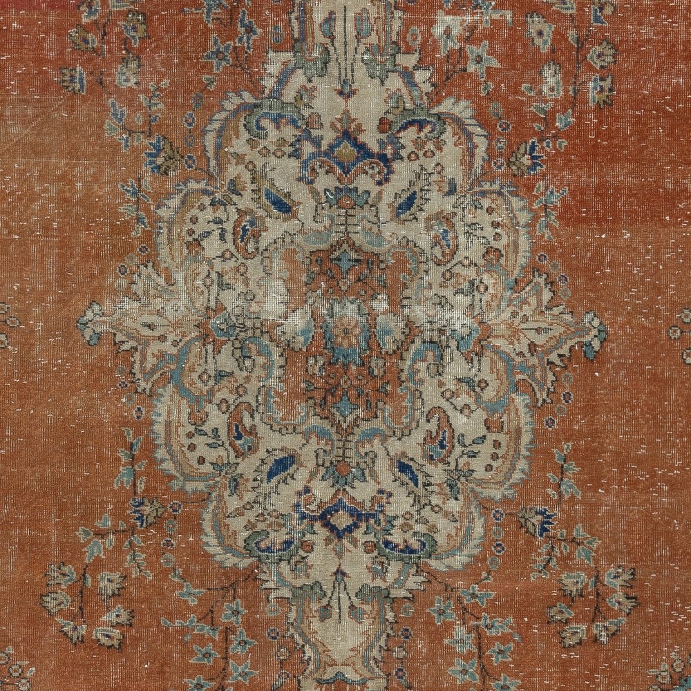Vintage Handmade Red Rug. One of a kind Wool Turkish Carpet