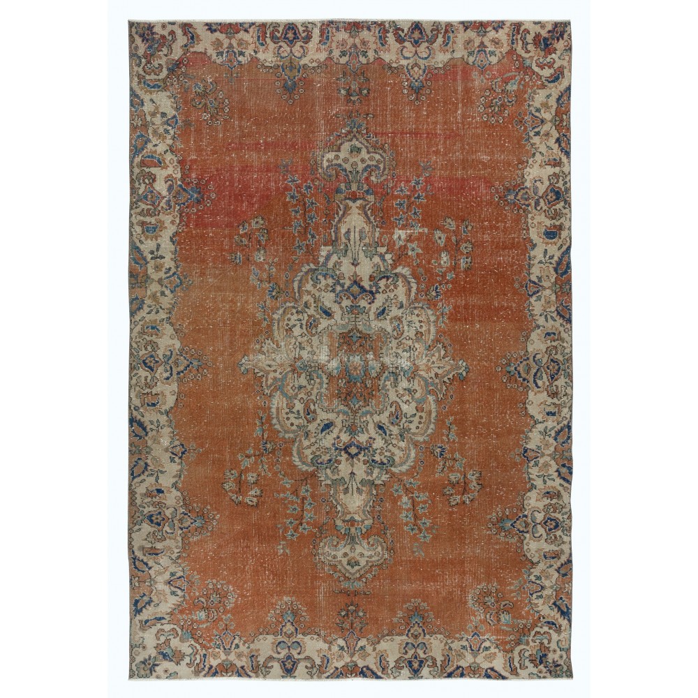 Vintage Handmade Red Rug. One of a kind Wool Turkish Carpet