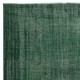 Contemporary Handmade Turkish Wool Area Rug in Solid Dark Green Color