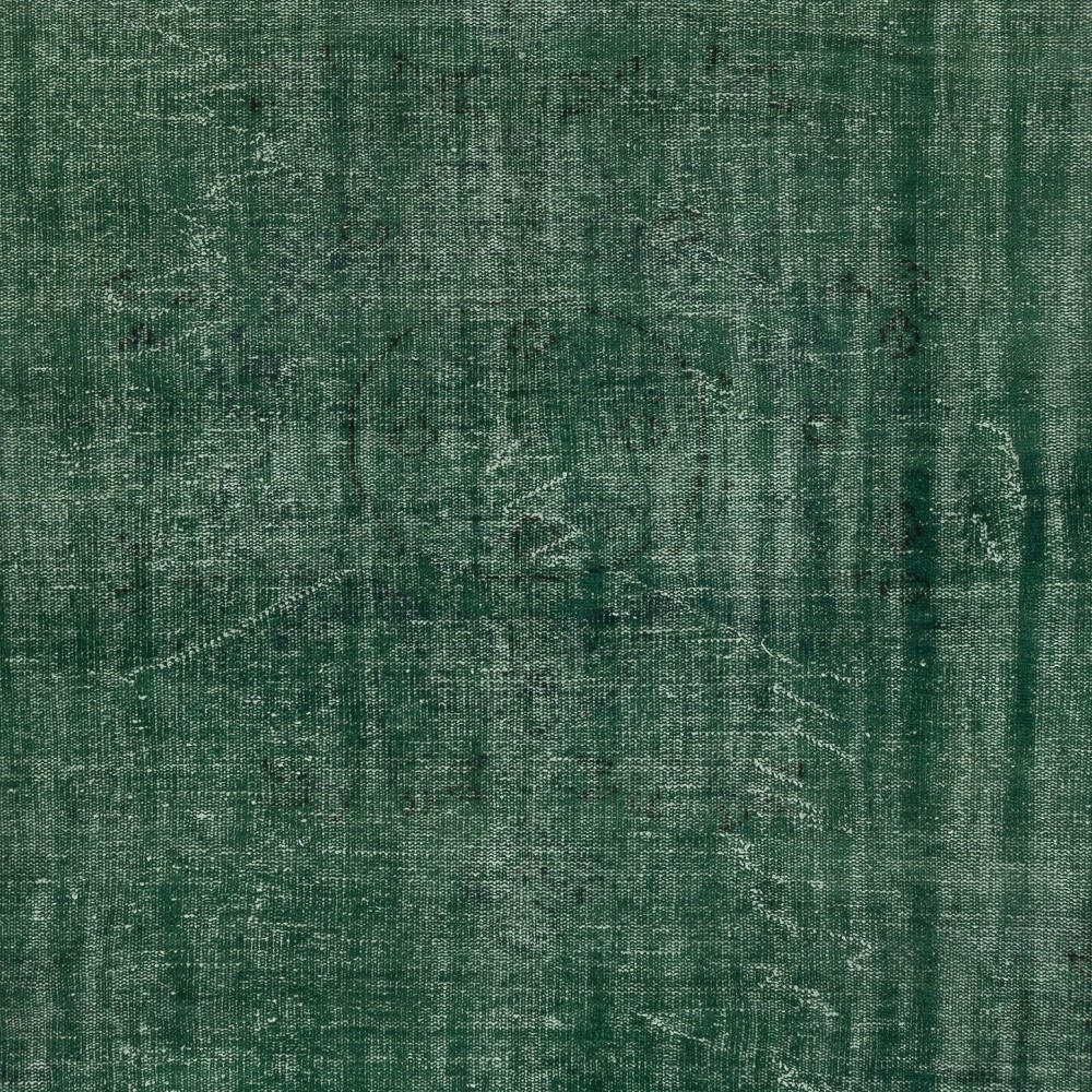 Contemporary Handmade Turkish Wool Area Rug in Solid Dark Green Color