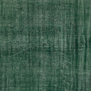 Vintage Handmade Turkish Wool Area Rug Overdyed in Solid Dark Green Color