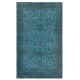Contemporary Handmade Large Area Rug. Blue Living Room Carpet with Floral Design
