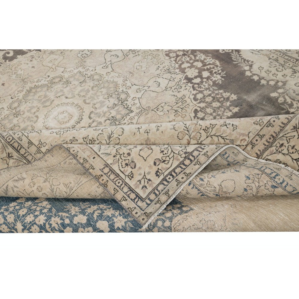 One of a kind Vintage Turkish Area Rug. Handmade Sun Faded Carpet