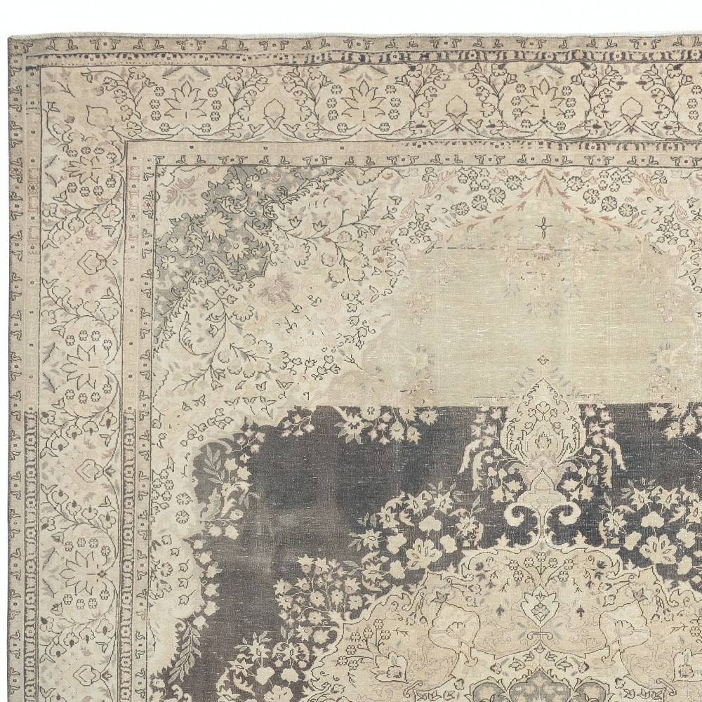 One of a kind Vintage Turkish Area Rug. Handmade Sun Faded Carpet