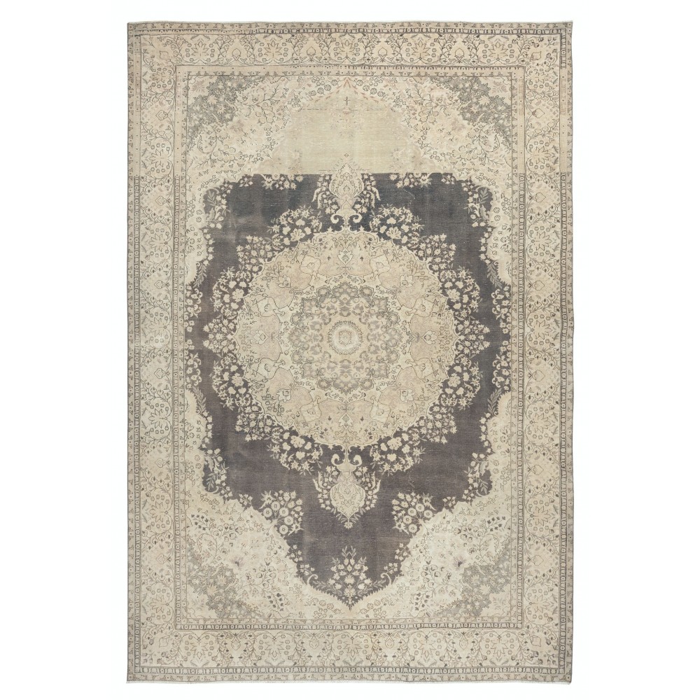 One of a kind Vintage Turkish Area Rug. Handmade Sun Faded Carpet