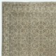 One of a kind Vintage Beige Large Area Rug. Handmade Turkish Carpet with Floral Design