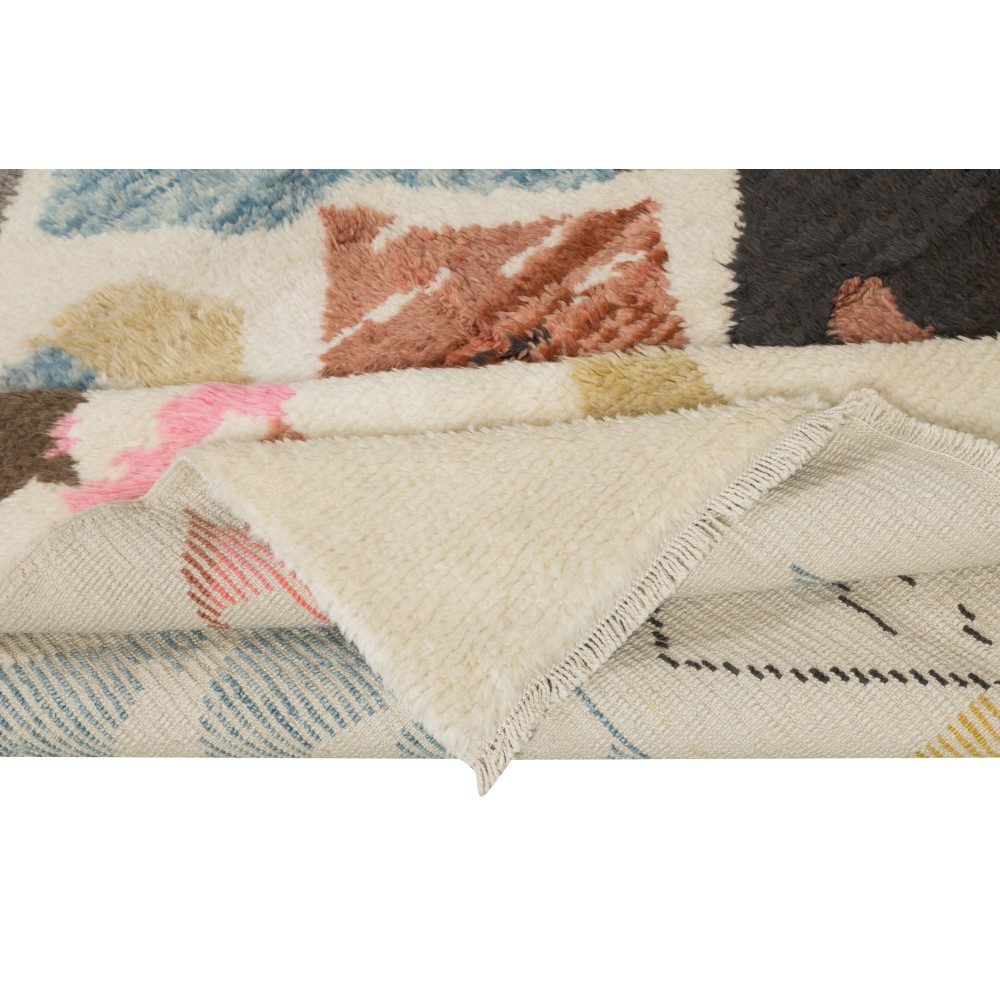 Handmade Moroccan Rug for Kids Room, Modern Tulu Carpet for Living Room, 100% Wool