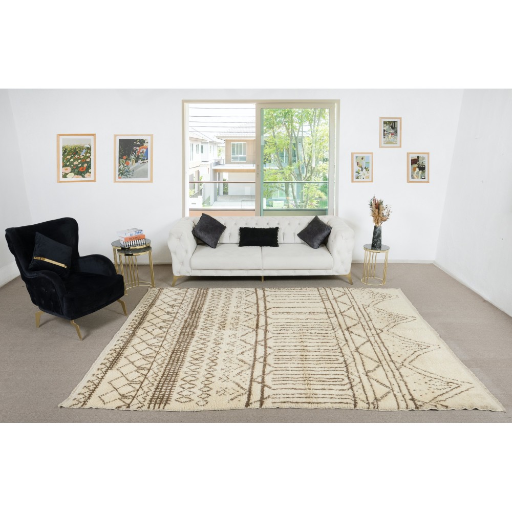 Moroccan Tulu Rug, 100% Natural Wool, Modern Handmade Carpet
