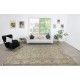 Hand Knotted Turkish Area Rug with Floral Design and Soft Green Field, Vintage Large Carpet