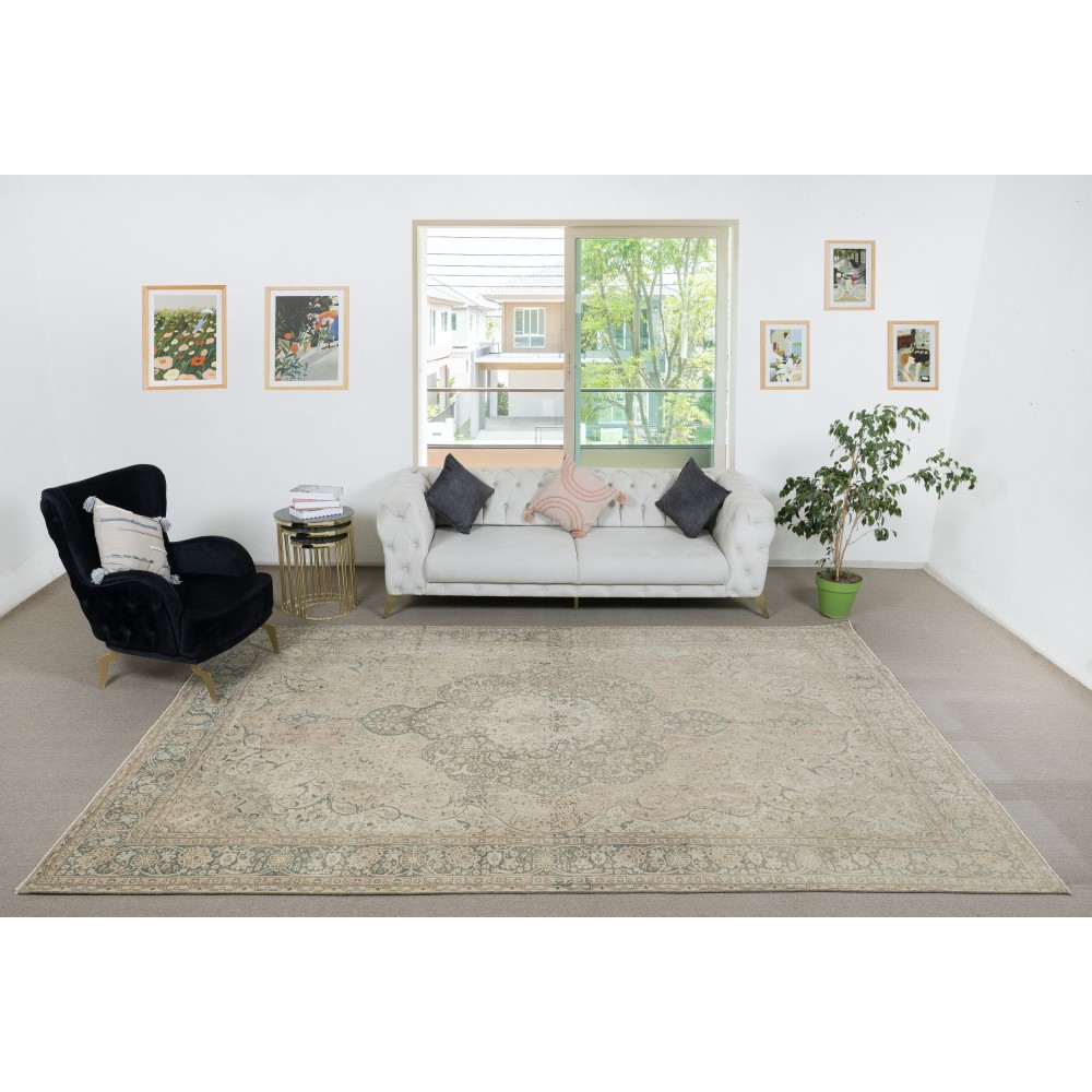 One of a kind Vintage Turkish Area Rug. Handmade Large Carpet for Rustic, Country & Farmhouse Decor