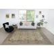 Hand Knotted Turkish Area Rug with Floral Design and Beige Field, Vintage Large Carpet