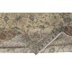 Hand Knotted Turkish Area Rug with Floral Design and Beige Field, Vintage Large Carpet