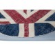 Round Handmade Patchwork Rug in Dark Blue, Red & Beige. Union Jack British Flag Design Carpet. Circle Wall Hanging