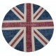 Round Handmade Patchwork Rug in Dark Blue, Red & Beige. Union Jack British Flag Design Carpet. Circle Wall Hanging