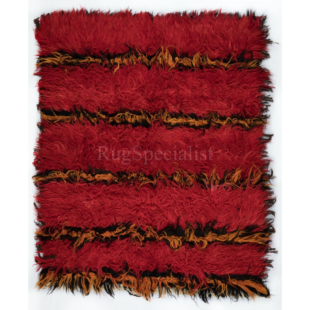Modern Handmade Tulu Rug in Red. 100% Wool. Custom Options Available
