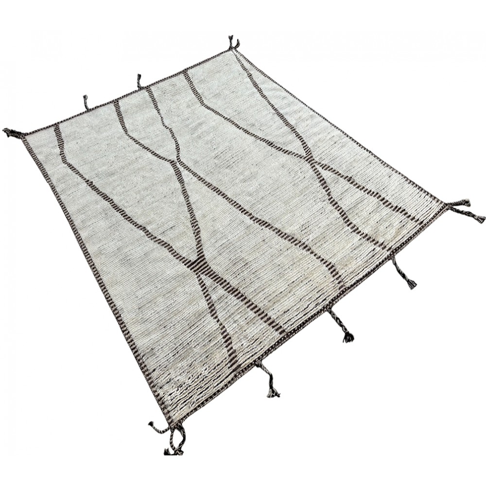 Contemporary Moroccan Design Berber Rug. 100% Wool. Handmade Beni Ourain Carpet