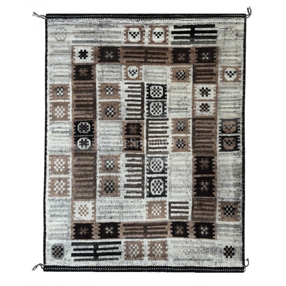 Modern Moroccan Design Berber Rug. 100% Wool. Handmade Beni Ourain Carpet