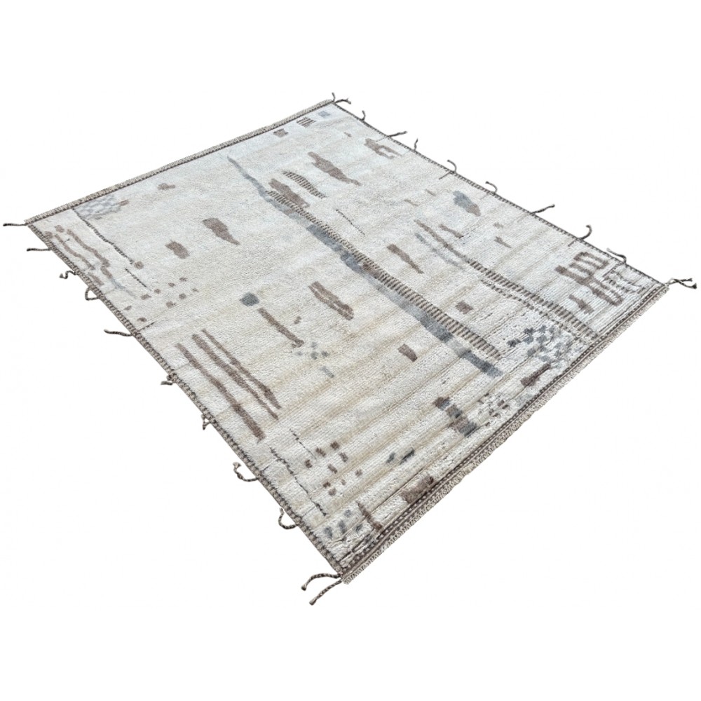 Handmade Moroccan Azilal Style Rug. 100% Wool. Modern Beni Ourain Carpet