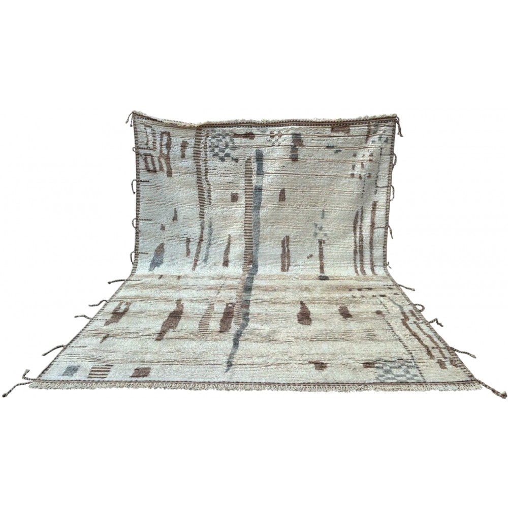 Handmade Moroccan Azilal Style Rug. 100% Wool. Modern Beni Ourain Carpet
