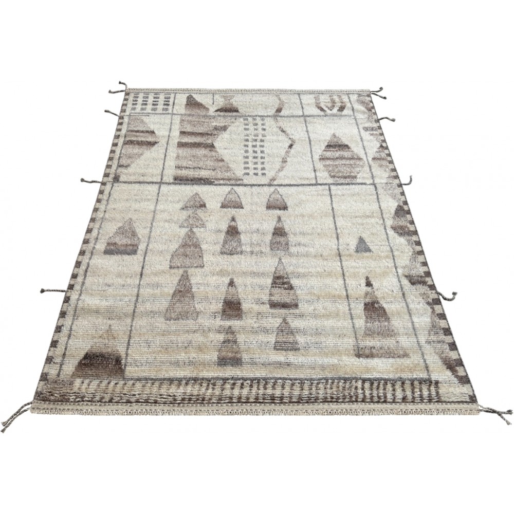 Handknotted Moroccan Azilal Style Rug. 100% Wool. Modern Beni Ourain Carpet