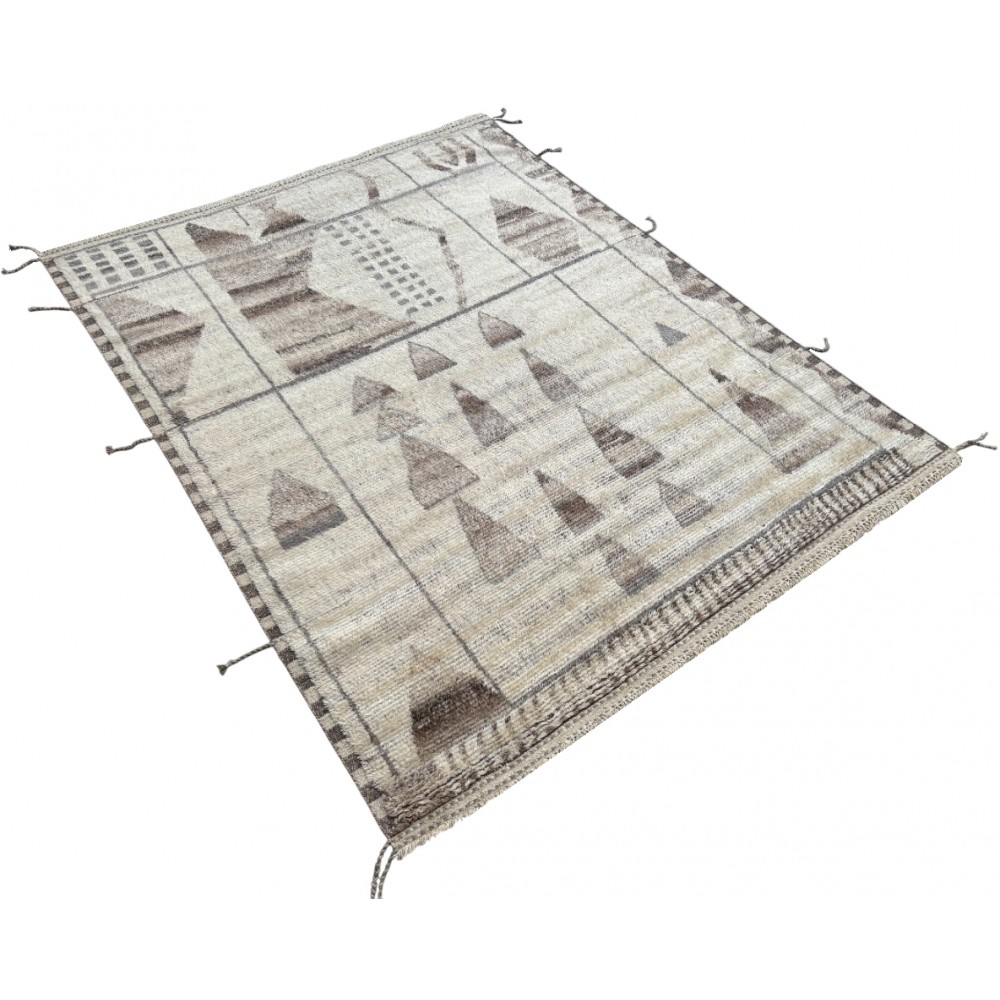 Handknotted Moroccan Azilal Style Rug. 100% Wool. Modern Beni Ourain Carpet