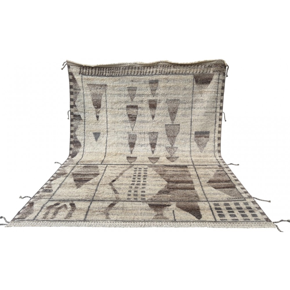 Handknotted Moroccan Azilal Style Rug. 100% Wool. Modern Beni Ourain Carpet