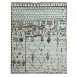 Contemporary Moroccan Design Berber Rug. 100% Wool. Handmade Beni Ourain Carpet
