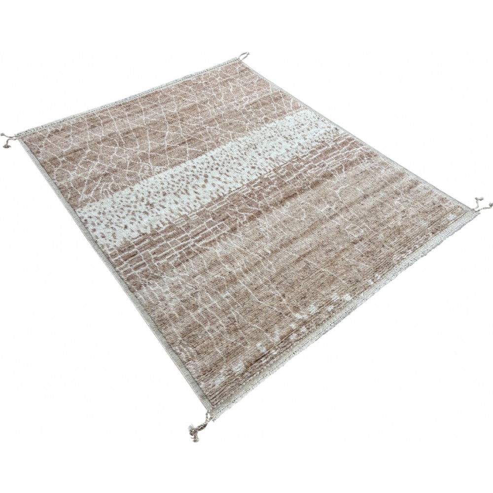 Modern Moroccan Design Berber Rug. 100% Wool. Handknotted Beni Ourain Carpet