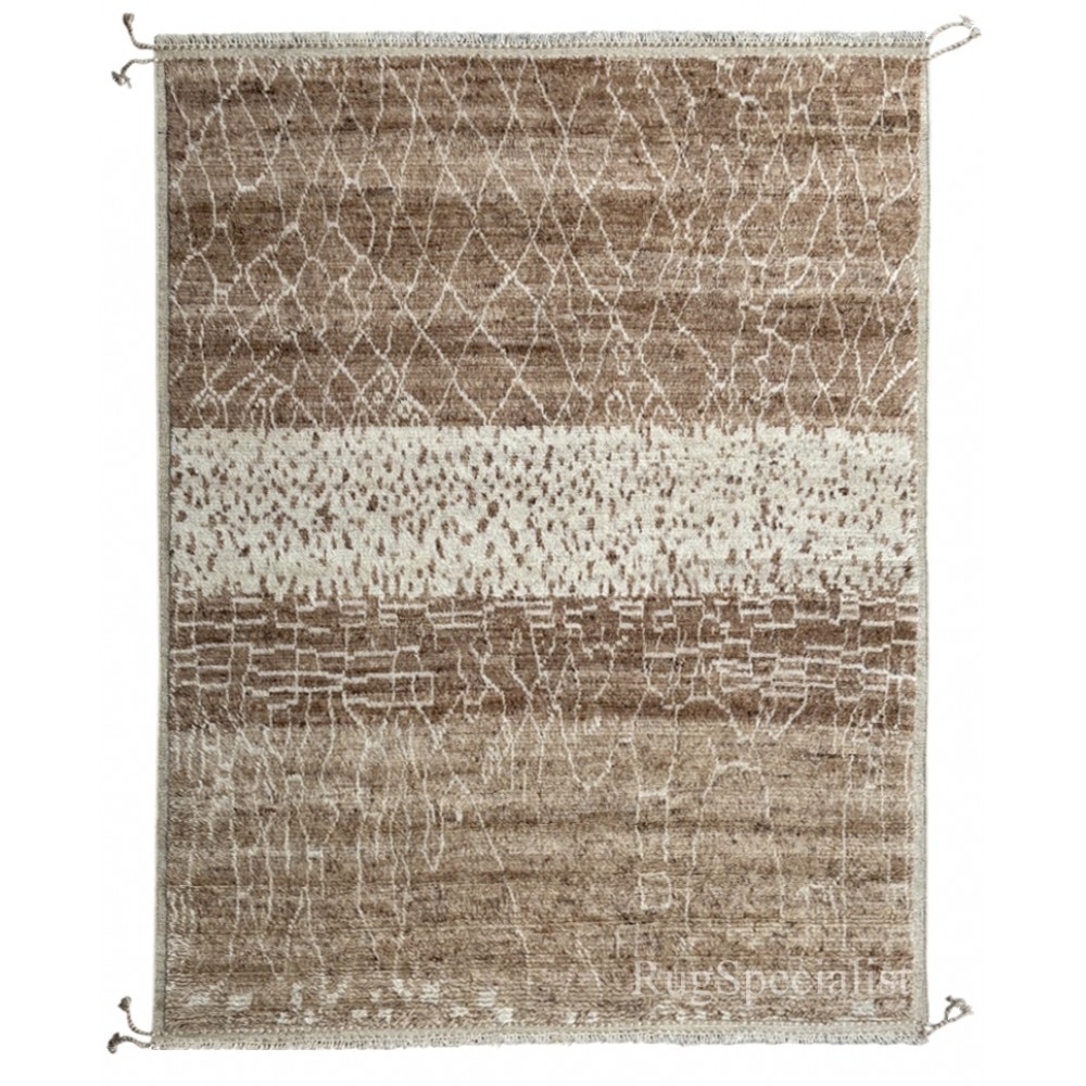 Modern Moroccan Design Berber Rug. 100% Wool. Handknotted Beni Ourain Carpet