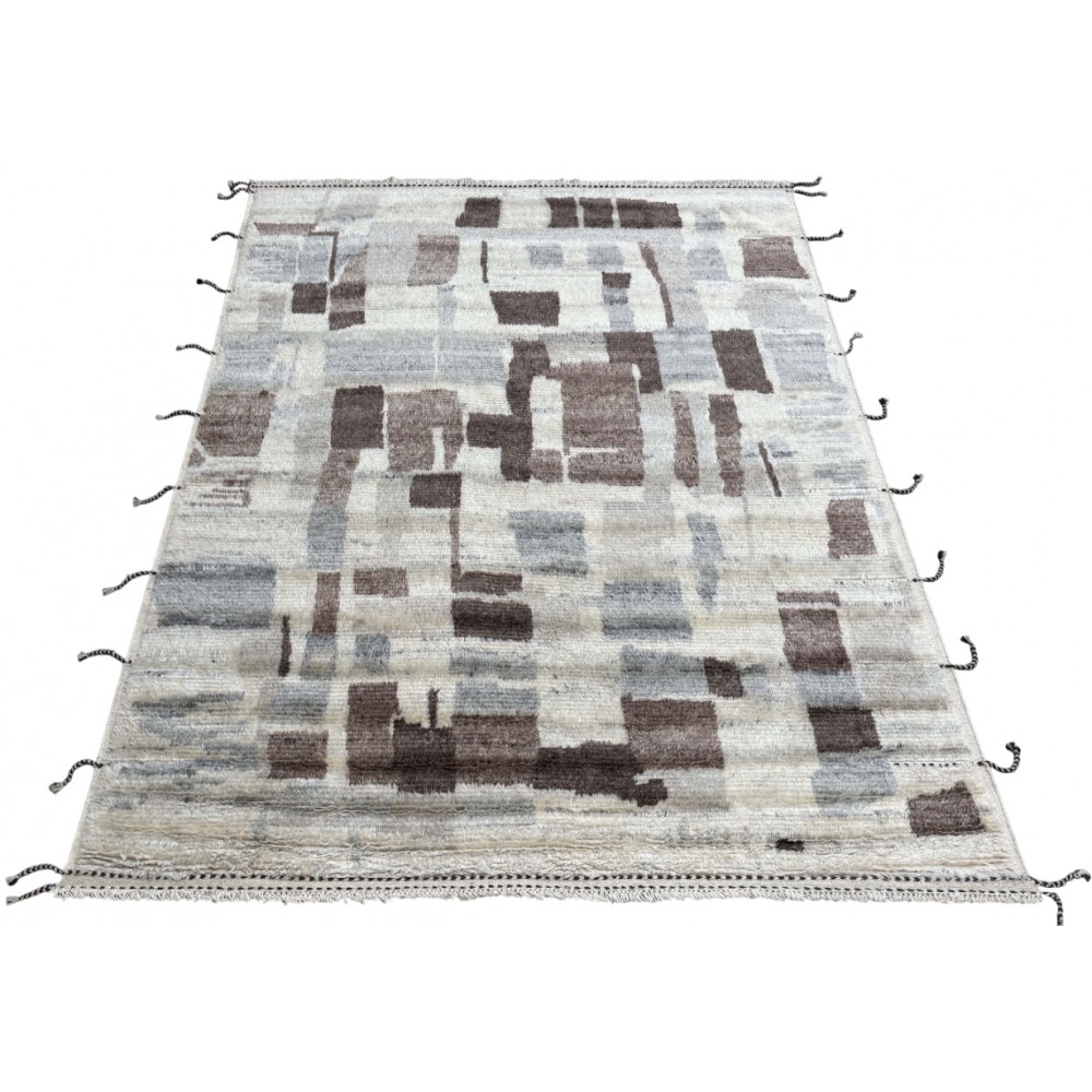 Modern Moroccan Design Berber Rug. 100% Wool. Handmade Beni Ourain Carpet