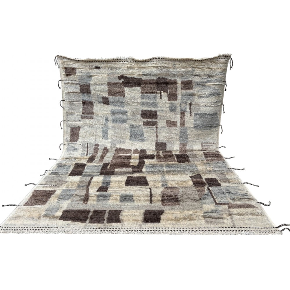 Modern Moroccan Design Berber Rug. 100% Wool. Handmade Beni Ourain Carpet